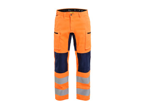 Hi-Vis Work Trousers with stretch - Orange/Navy blue - 30L