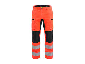 Hi-Vis Work Trousers with stretch - Red hi-vis/black - 30L