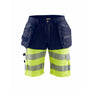 Hi-Vis shorts with stretch - Navy blue/Hi-vis yellow - 30R
