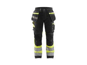 Hi-Vis Work Trousers with stretch - Black/Hi-vis yellow - 30L