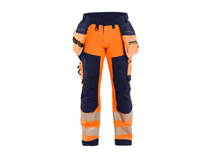 Hi-vis Softshell Work Trousers - Orange/Navy blue - 30R