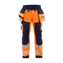 Hi-vis Softshell Work Trousers - Orange/Navy blue - 30R