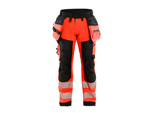Hi-vis Softshell Work Trousers - Red hi-vis/black - 30R