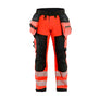 Hi-vis Softshell Work Trousers - Red hi-vis/black - 30R
