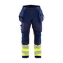 Hi-vis Softshell Work Trousers - Navy blue/Hi-vis yellow - 30R