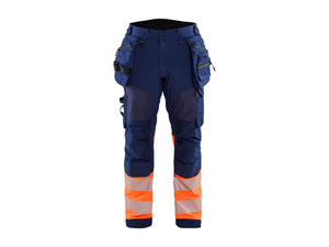 Hi-vis Softshell Work Trousers - Navy blue/Orange - 30R
