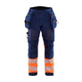 Hi-vis Softshell Work Trousers - Navy blue/Orange - 30R
