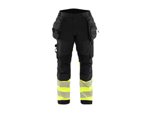 Hi-vis Softshell Work Trousers - Black/Hi-vis yellow - 30R