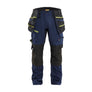 STRIKER Craftsman Work Trousers with stretch - Dark navy blue/Hi-vis yellow - 30L