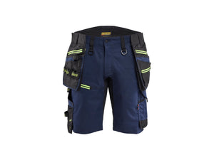 STRIKER Craftsman Shorts with stretch - Dark navy blue/Hi-vis yellow - 30R