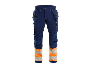 Hi-Vis 4-way-stretch Work Trousers - Navy blue/Orange - 30L