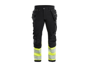 Hi-Vis 4-way-stretch Work Trousers - Black/Hi-vis yellow - 30L