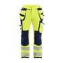 Hi-Vis Work Trousers 4-way stretch - Hi-vis yellow/navy blue - 30L