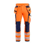 Hi-Vis Work Trousers 4-way stretch - Orange/Navy blue - 30L