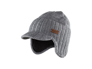 Winter cap with ear flaps - Black melange - LXL