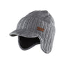 Winter cap with ear flaps - Black melange - LXL