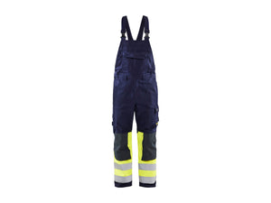 Multinorm Class 1 Bib Work Trousers - Navy blue/Hi-vis yellow - 32R