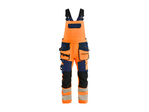 Hi-Vis bib overalls 4-way stretch - Orange/Navy blue - 30R