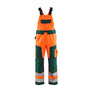 Hi-Vis Bib Work Trousers - Orange/Green - 30L