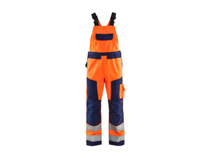 Hi-Vis Bib Work Trousers - Orange/Navy blue - 30L