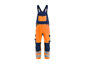 Hi-vis Bib Work Trousers - Orange/Navy blue - 30R