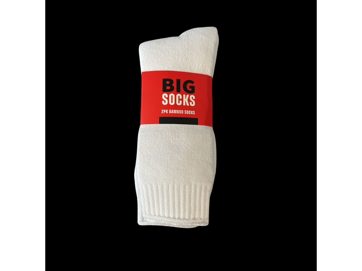 BIG Socks Bamboo Work Socks - 2PK WHITE