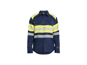 Multinorm shirt - Navy blue/Hi-vis yellow - 4XL