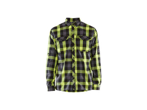 Flannel shirt - Black/Hi-vis yellow - 4XL