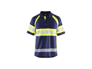Hi-Vis Polo Shirt with UV-protection - Navy blue/Hi-vis yellow - 4XL
