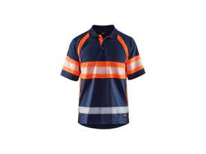 Hi-Vis Polo Shirt with UV-protection - Navy blue/Orange - 4XL