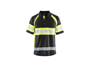 Hi-Vis Polo Shirt with UV-protection - Black/Hi-vis yellow - 4XL
