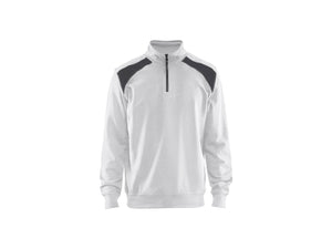 Half-zip 2-tone sweatshirt - White/Dark grey - 4XL