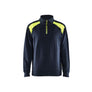 Half-zip 2-tone sweatshirt - Dark navy blue/Hi-vis yellow - 4XL