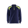 Half-zip 2-tone sweatshirt - Navy blue/Hi-vis yellow - 4XL