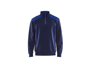 Half-zip 2-tone sweatshirt - Navy blue/Cornflower blue - 4XL