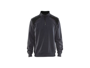 Half-zip 2-tone sweatshirt - Mid grey/Black - 4XL