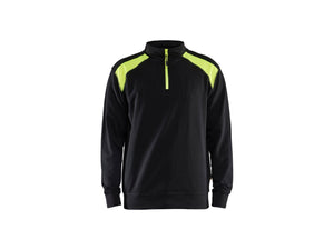 Half-zip 2-tone sweatshirt - Black/Hi-vis yellow - 4XL