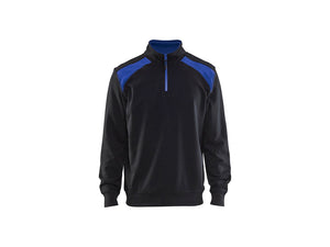 Half-zip 2-tone sweatshirt - Black/Cornflower blue - 4XL