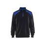 Half-zip 2-tone sweatshirt - Black/Cornflower blue - 4XL