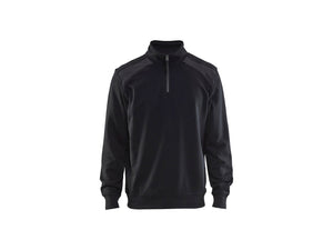 Half-zip 2-tone sweatshirt - Black/Mid grey - 4XL