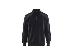 Half-zip 2-tone sweatshirt - Black/Dark grey - 4XL