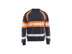Hi-Vis Sweater - Mid grey/ Hi-Vis Orange - 4XL