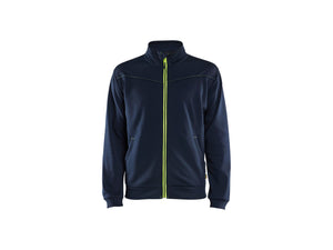 Sweatshirt with full zip - Dark navy blue/Hi-vis yellow - 4XL