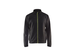 Sweatshirt with full zip - Black/Hi-vis yellow - 4XL