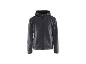 Hoodie with full zip - Mid grey/Black - 4XL