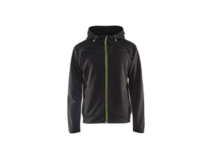Hoodie with full zip - Black/Hi-vis yellow - 4XL
