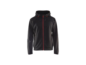 Hoodie with full zip - Black/Red - 4XL
