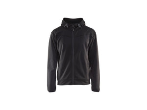 Hoodie with full zip - Black/Dark grey - 4XL