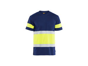 Hi-Vis T-shirt - Navy Blue/Hi-vis yellow - 4XL