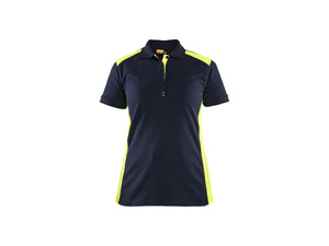 Women's Polo Shirt - Dark navy blue/Hi-vis yellow - L